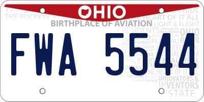 OH license plate FWA5544