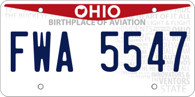 OH license plate FWA5547