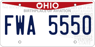 OH license plate FWA5550