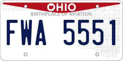 OH license plate FWA5551
