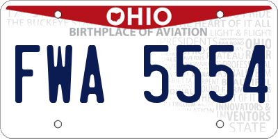 OH license plate FWA5554