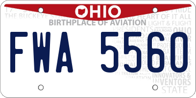 OH license plate FWA5560