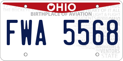 OH license plate FWA5568