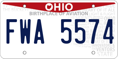 OH license plate FWA5574