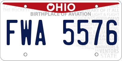 OH license plate FWA5576