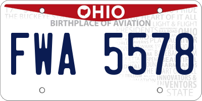 OH license plate FWA5578