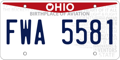 OH license plate FWA5581