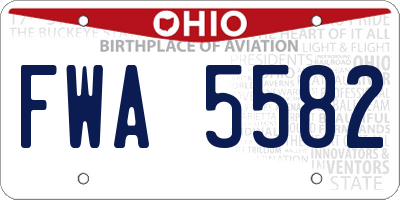 OH license plate FWA5582