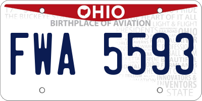 OH license plate FWA5593