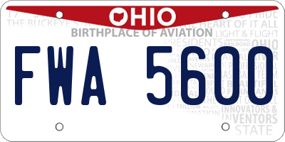 OH license plate FWA5600