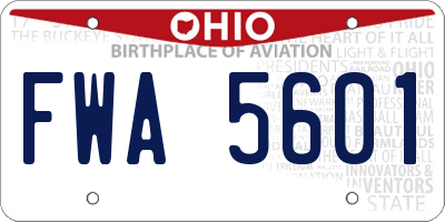 OH license plate FWA5601