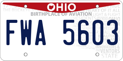 OH license plate FWA5603