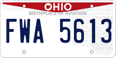 OH license plate FWA5613