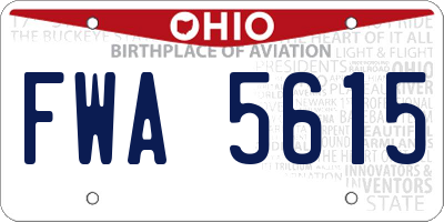 OH license plate FWA5615