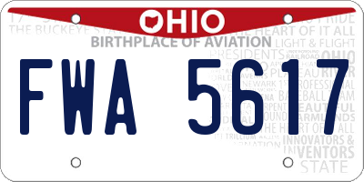 OH license plate FWA5617