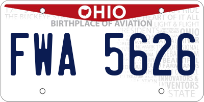 OH license plate FWA5626
