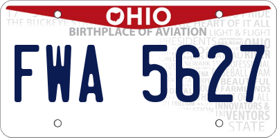 OH license plate FWA5627