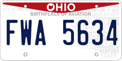 OH license plate FWA5634