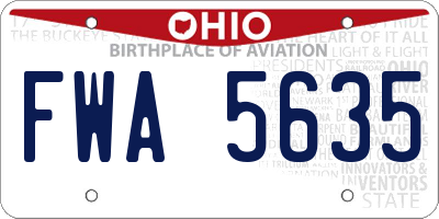 OH license plate FWA5635