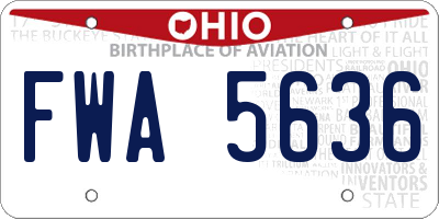 OH license plate FWA5636