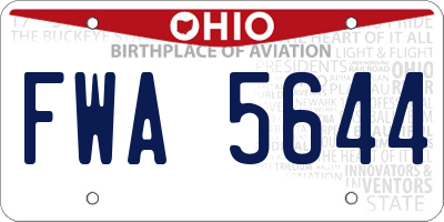 OH license plate FWA5644