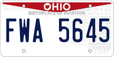OH license plate FWA5645