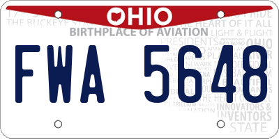 OH license plate FWA5648