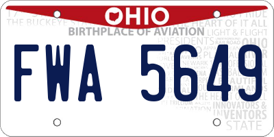 OH license plate FWA5649