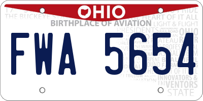 OH license plate FWA5654