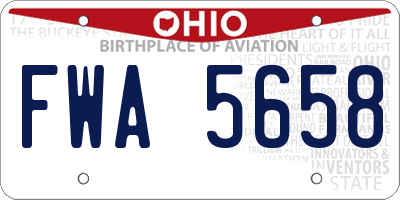 OH license plate FWA5658