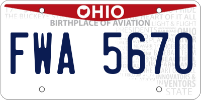 OH license plate FWA5670