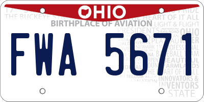 OH license plate FWA5671