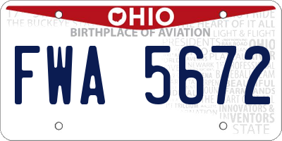 OH license plate FWA5672