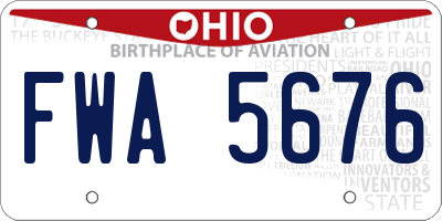 OH license plate FWA5676