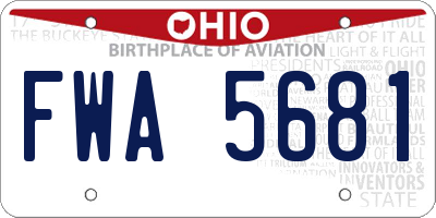 OH license plate FWA5681