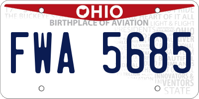 OH license plate FWA5685