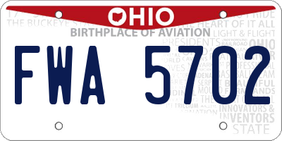 OH license plate FWA5702