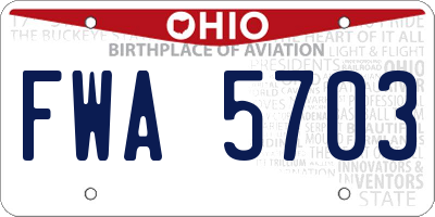 OH license plate FWA5703