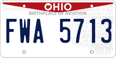 OH license plate FWA5713