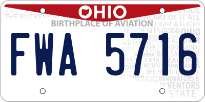 OH license plate FWA5716