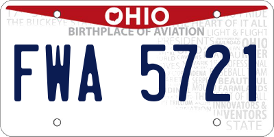 OH license plate FWA5721