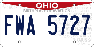 OH license plate FWA5727
