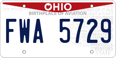 OH license plate FWA5729