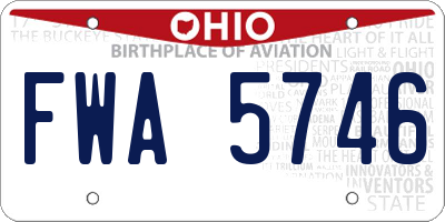 OH license plate FWA5746