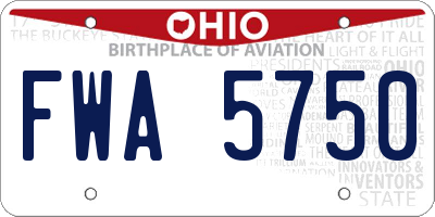 OH license plate FWA5750