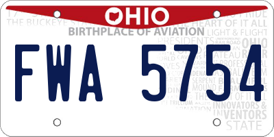 OH license plate FWA5754