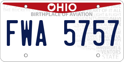 OH license plate FWA5757