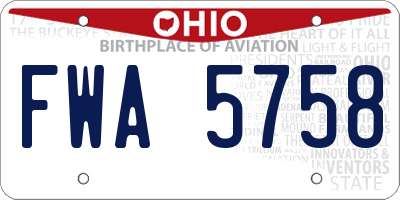 OH license plate FWA5758