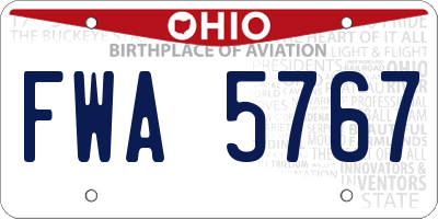 OH license plate FWA5767