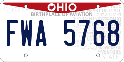 OH license plate FWA5768